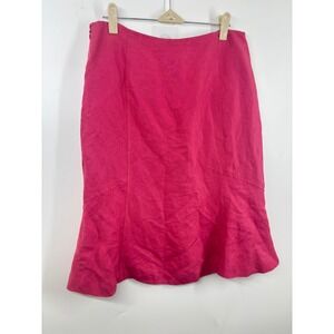 Ann Taylor Magenta Pink Linen Blend Flared Paneled Midi Skirt Size 6 52-123690